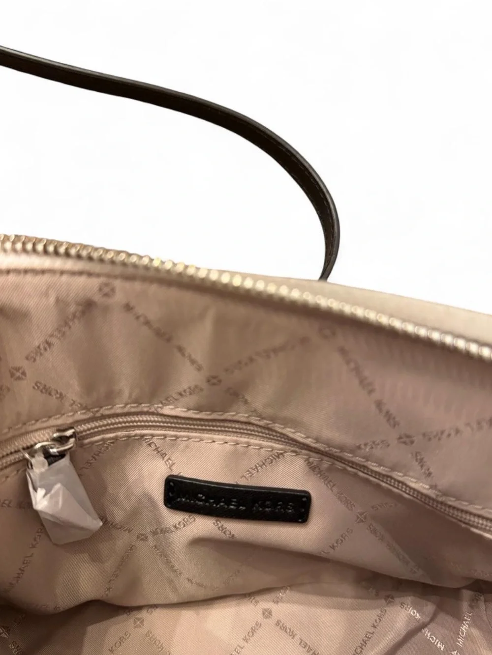 Michael Kors White Crossbody with Black and Gray Center Stripes
